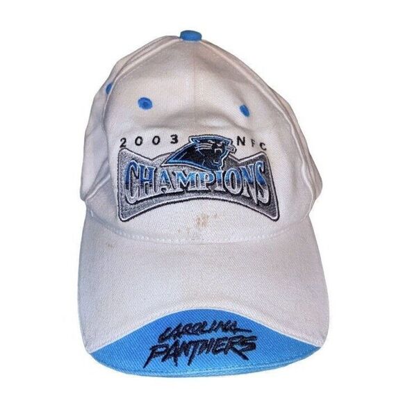 Carolina Panthers Hat NFL NFC Champions 2003 VTG Adjustable White Hat‎ Cap - Picture 1 of 3
